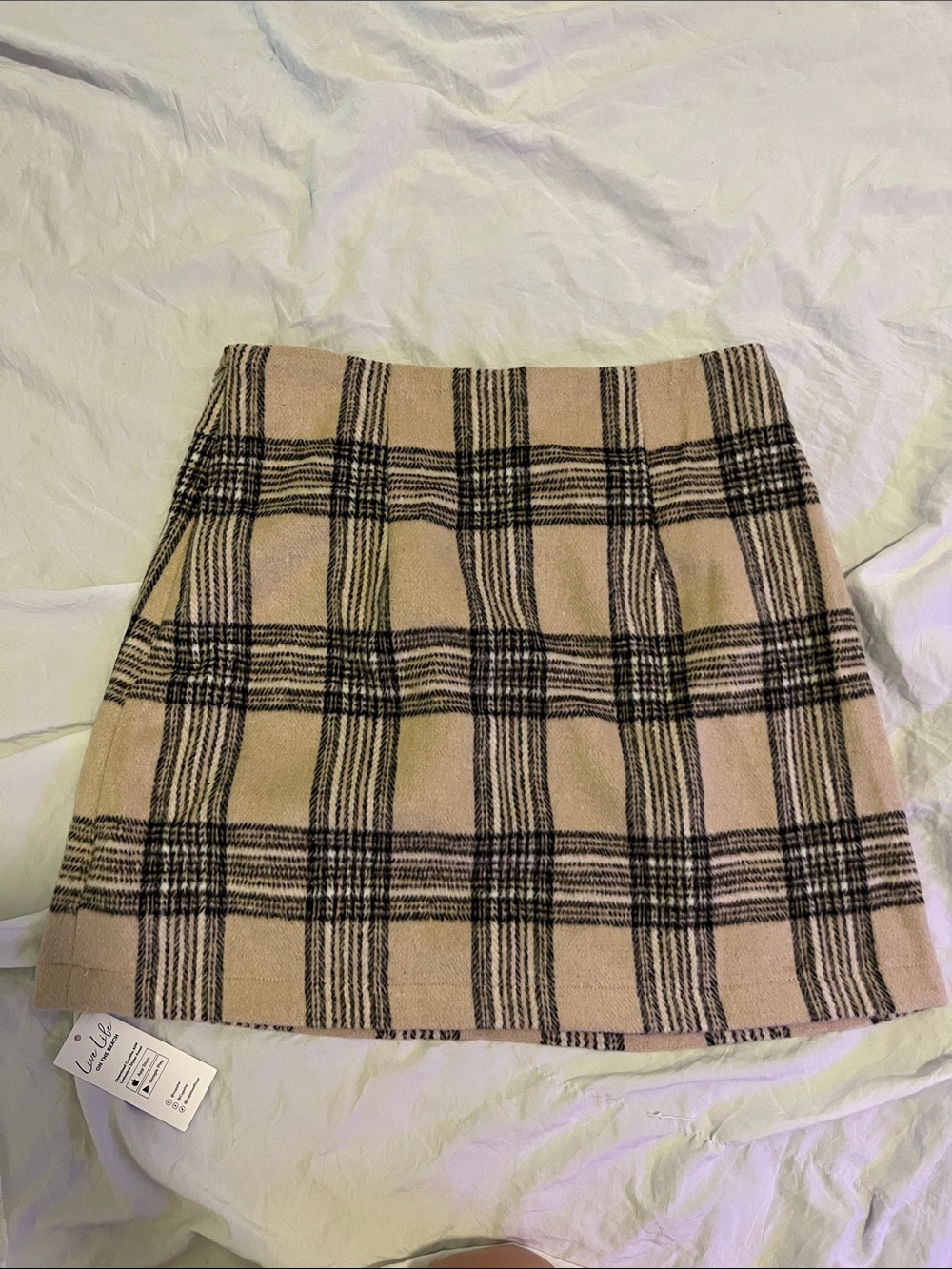 Cupshe Beige and Black Plaid Mini Skirt